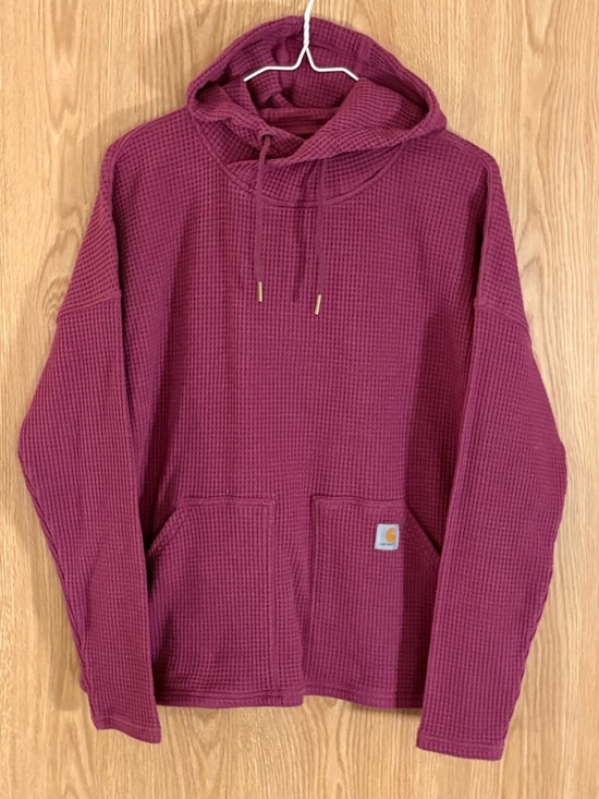Carhartt Tops - Carhartt Blackberry Waffle Knit Relaxed Fit Pullover Hoodie Sweatshirt